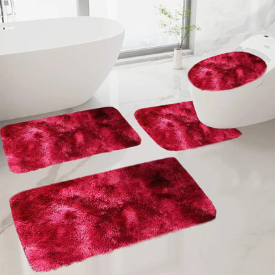 Set 4 Covorașe de Baie Antiderapante, Material Pufos